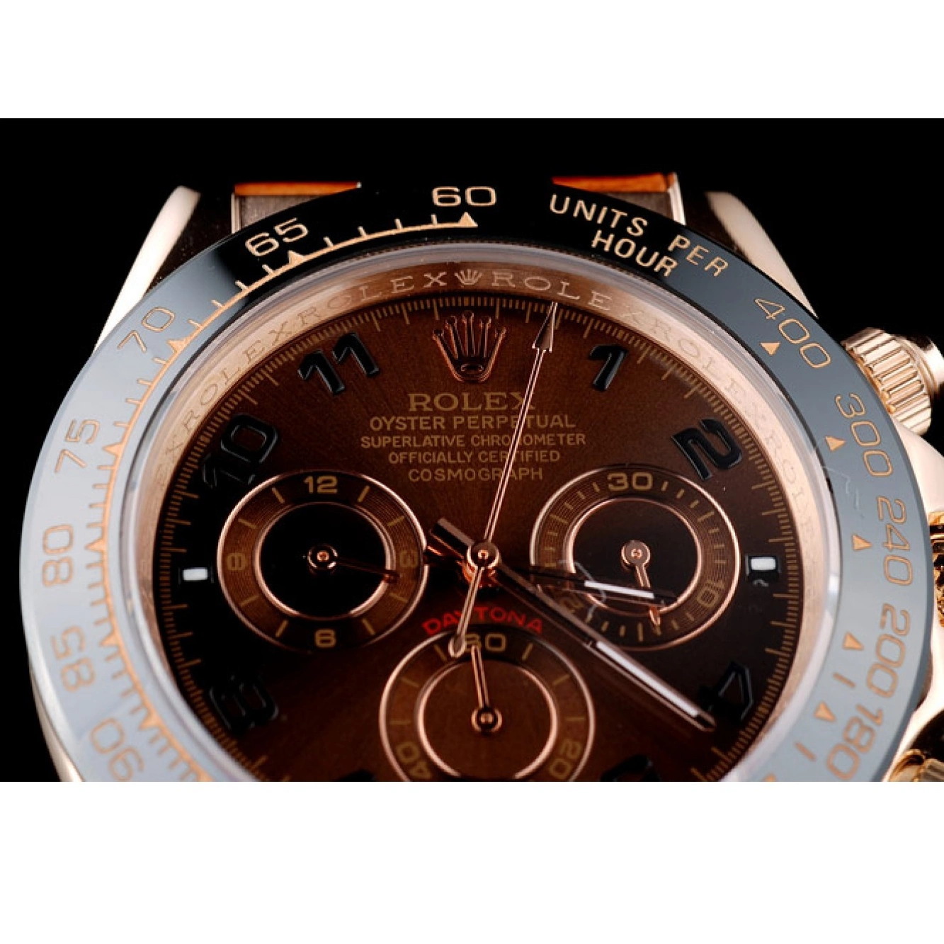 MiroTime 0711 Rolex Daytona Rose Gold Case Brown Dial Brown Leather Strap